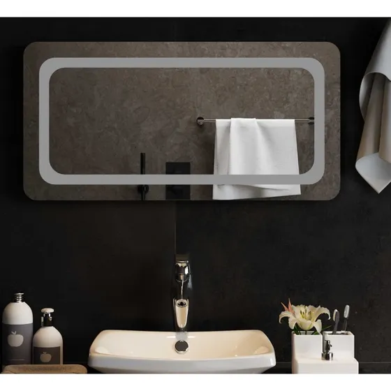 vidaXL LED badeværelsesspejl 80 x 40 cm i hærdet glas