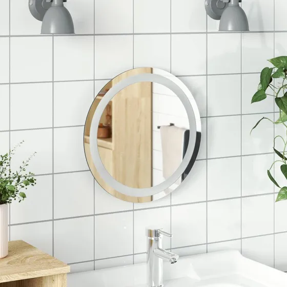 vidaXL LED badeværelsesspejl, Rund Ø 40 cm, Hærdet Glas