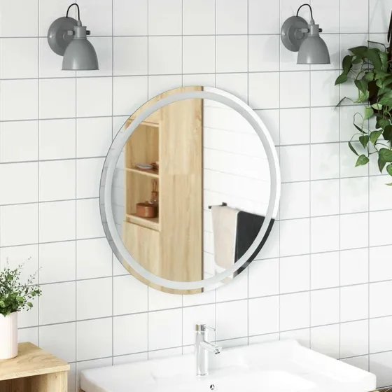 vidaXL LED badeværelsesspejl Rund Ø 70 cm i hærdet glas