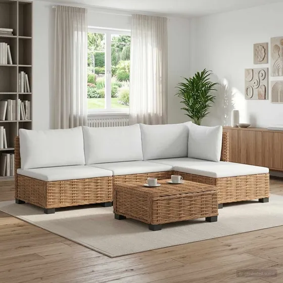 vidaXL 5-delt Rattan Loungesæt GENDT med Puder