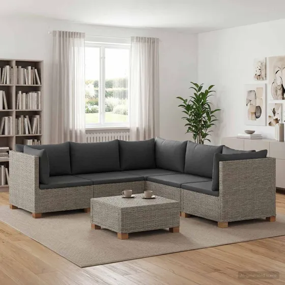 vidaXL GENDT Rattan Loungesæt med 6 dele - Naturlig rattan