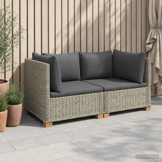 vidaXL GENDT Rattan Loungesæt med Puder - 2 stk.