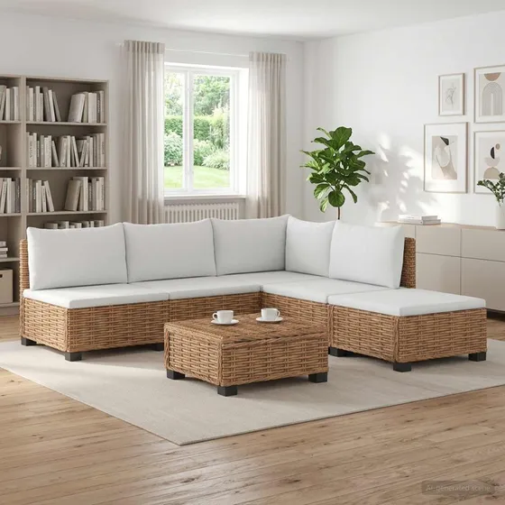 vidaXL 6-delt Rattan Loungesæt GENDT med Puder