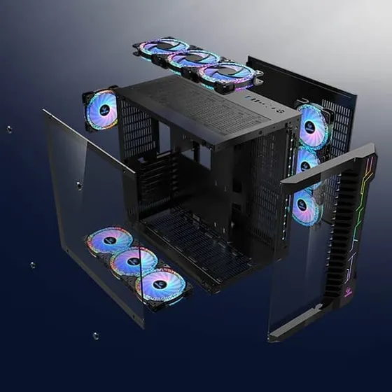 UFO III Black ATX Computer Case med Hærdet Glas