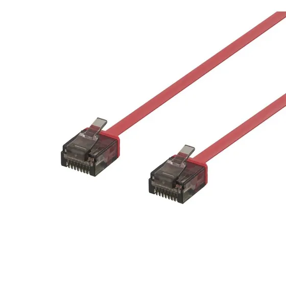 DELTACO Cat6a Patchkabel, Flad, 2m, Rød