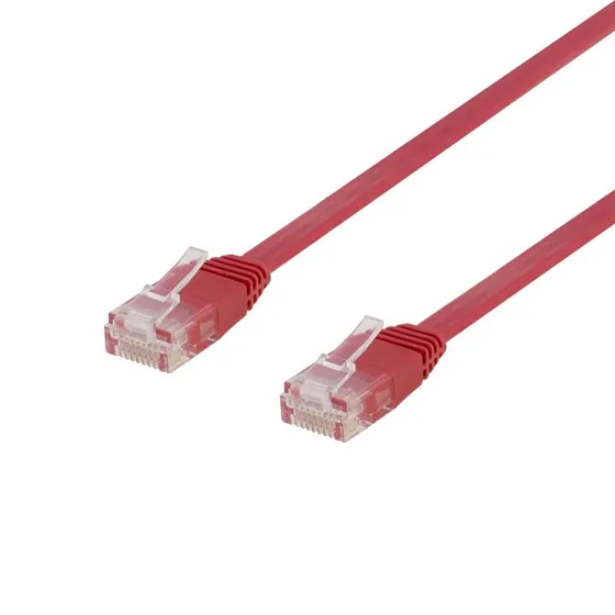 DELTACO Cat6 Flat Patchkabel, 0,5m, Rød