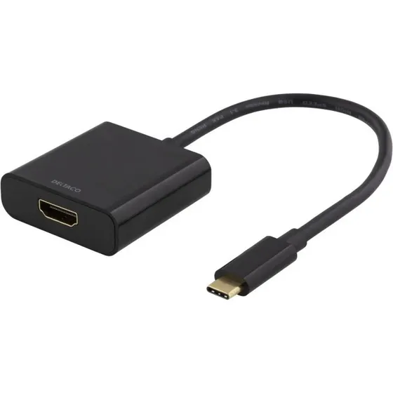 DELTACO USB-C til HDMI adapter, 4K 30Hz, sort