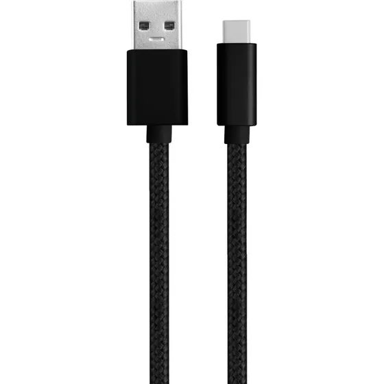 NÖRDIC USB-C til USB-A 3m Kabel - 60W 5Gbps Nylon Flettet Sort