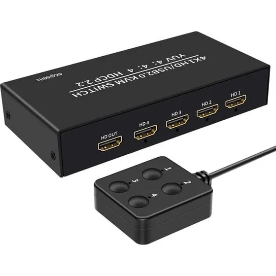 NÖRDIC KVM Switch 4 PC til 1 HDMI 4K 60Hz & 4xUSB HDCP 2.2