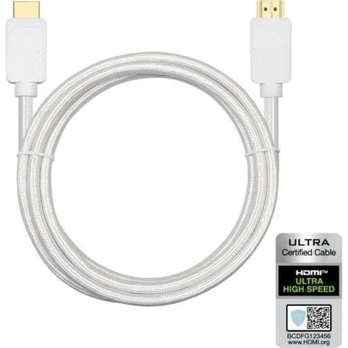 NÖRDIC HDMI 2.1 Ultra High Speed Kabel, 2m, Flettet Nylon