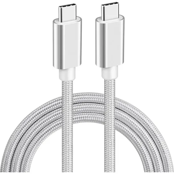 NÖRDIC USB-C til USB-C 2m Nylon Braid 60W PD Hvid