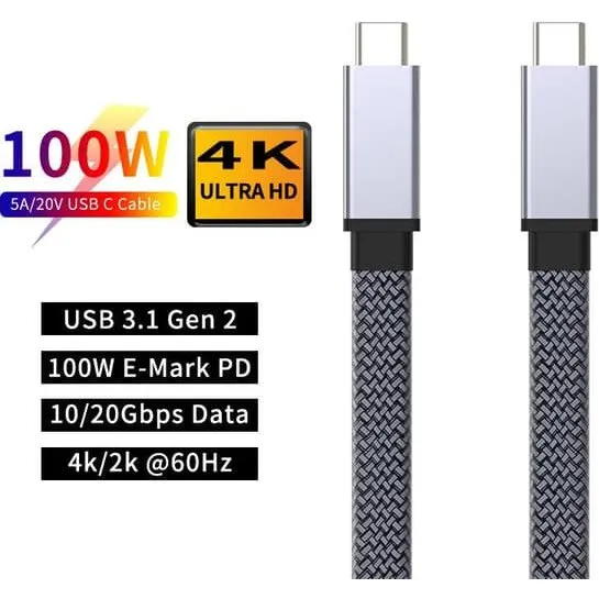 NÖRDIC USB-C til USB-C Kabel 1m - USB3.2 Gen2 10Gbps 100W PD