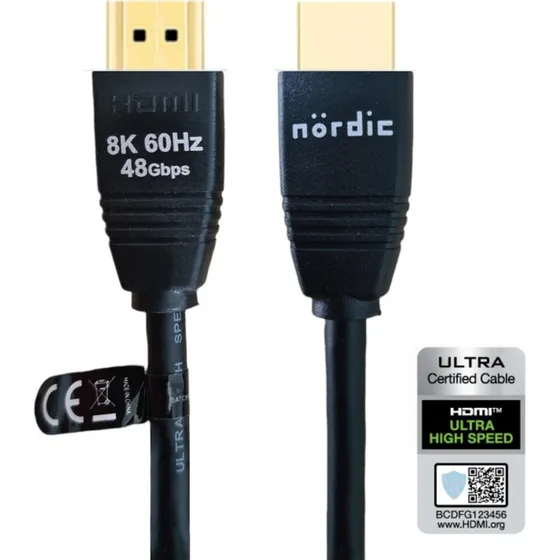 NÖRDIC Ultra High Speed HDMI 2.1 Kabel - 1,5m - Sort