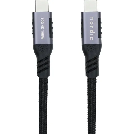 NÖRDIC USB-C til USB-C Kabel, 50 cm, Nylonflettet, 10Gbps, 100W