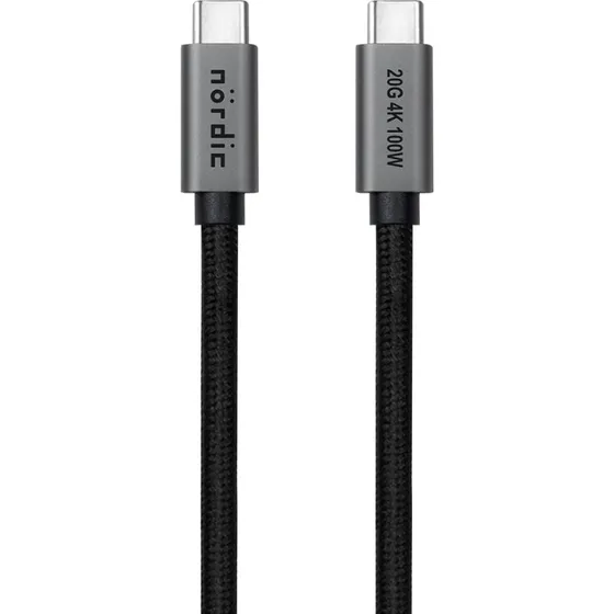 NÖRDIC USB-C til USB-C Kabel 2m - 20Gbps & 100W PD