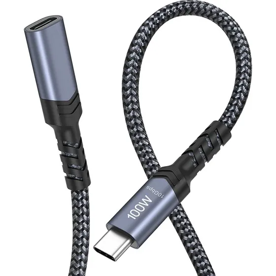 NÖRDIC 1m USB-C Forlængerkabel USB 3.2 Gen2 10Gbps 100W