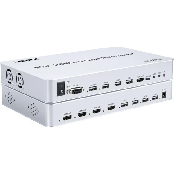 NÖRDIC KVM Switch 4xPC til 1xHDMI 4K 60Hz Quad Multi-Viewer