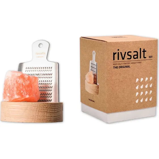 Rivsalt Original sæt med rivejern, saltsten og eg