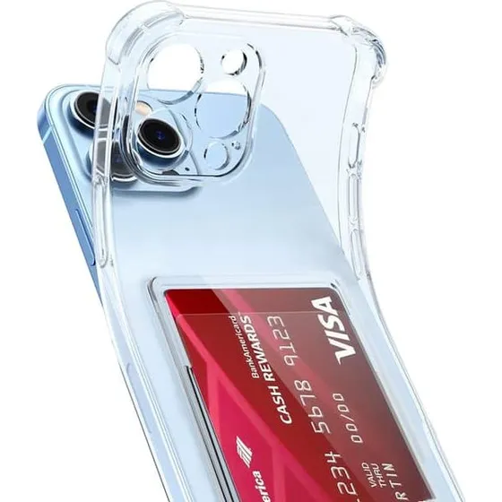 iPhone 15 Gennemsigtig Tegnebog Etui med Kortholder