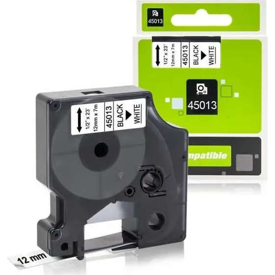 Dymo S0720530 Etiketterulle - Sort tekst på hvid tape (12 mm)