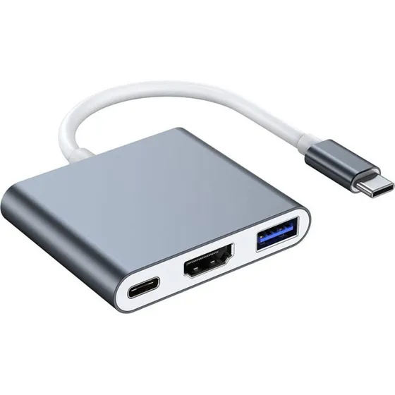 Lippa 3-i-1 87W USB-C Hub med PD og 4K – Grå