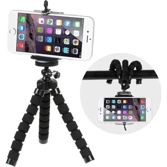 SKALO Blæksprutte-mobilholder med klemme, 5,5-8,5 cm - Sort