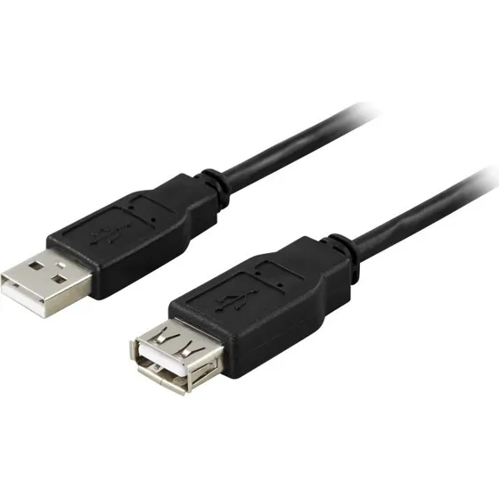DELTACO USB 2.0 forlængerkabel Type A til Type A, 0,5m, sort