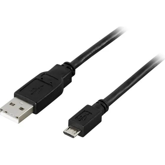DELTACO USB 2.0 Micro B kabel, 0,5m, sort