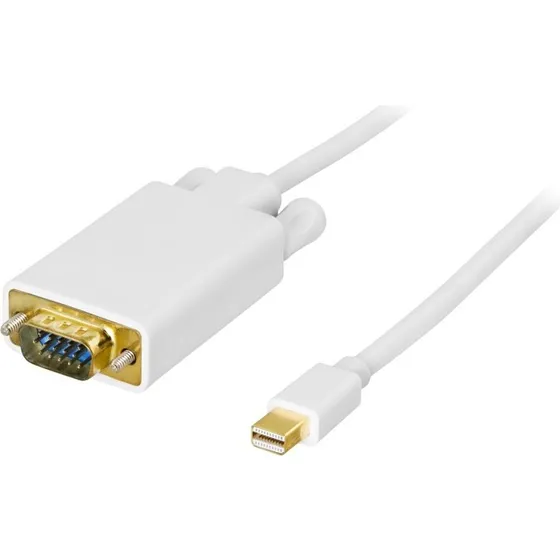DELTACO Mini DisplayPort til VGA-kabel, 2m, Hvid