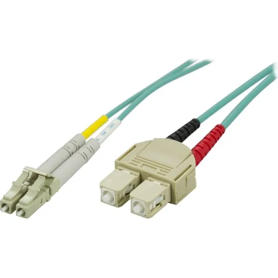 Deltaco OM3 Fiberkabel, LC til SC, 10m, Duplex