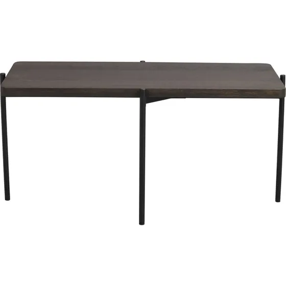 Rowico Shelton sofabord - Brun asketræ og sort metal (95x50 cm)