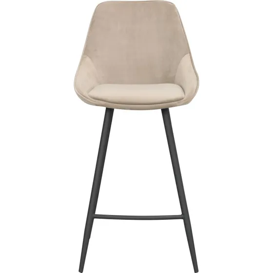 Rowico Sierra barstol i beige velour med sort metalstel, H97 cm