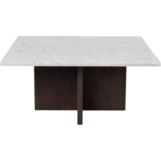Rowico Brooksville sofabord i hvid marmor og egefinér, 90x90 cm