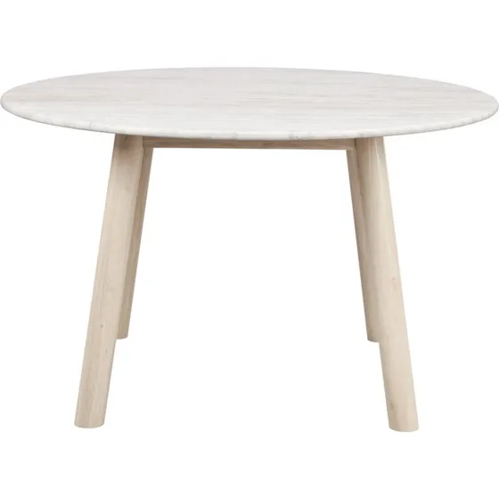 Rowico Taransay spisebord, rund - beige travertin & hvidvasket eg (Ø125)