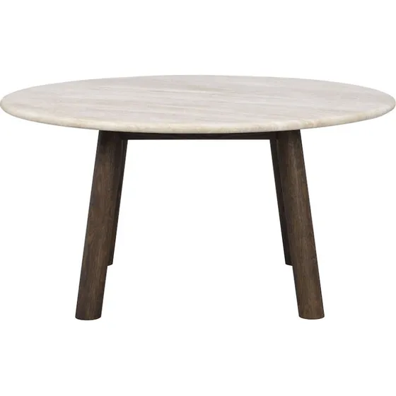 Rowico Taransay sofabord, rund - beige travertin og brun eg (Ø90)