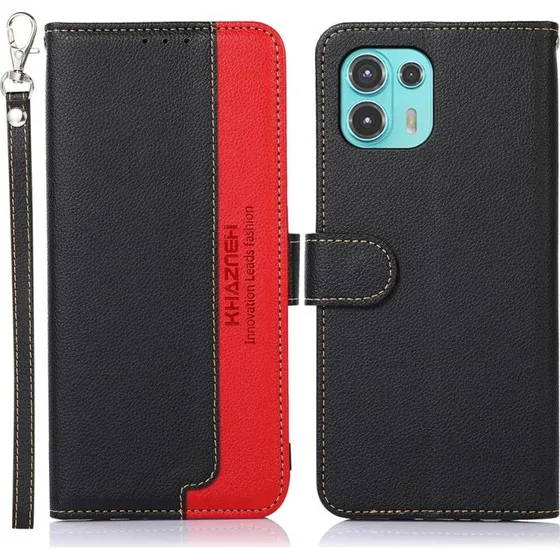 KHAZNEH Wallet-cover til Motorola Edge 20 Lite - Rød/Sort