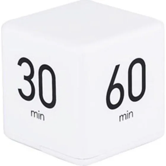 Digital Cube Timer - Hvid Nedtællingsalarm 15-60 min