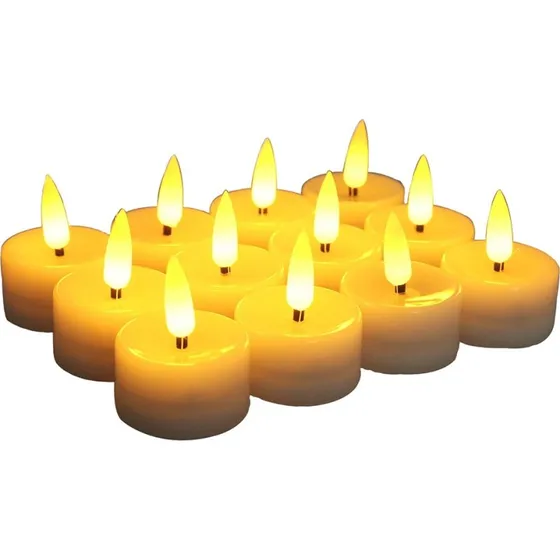 12 stk. LED flamme-lys - Gult lys