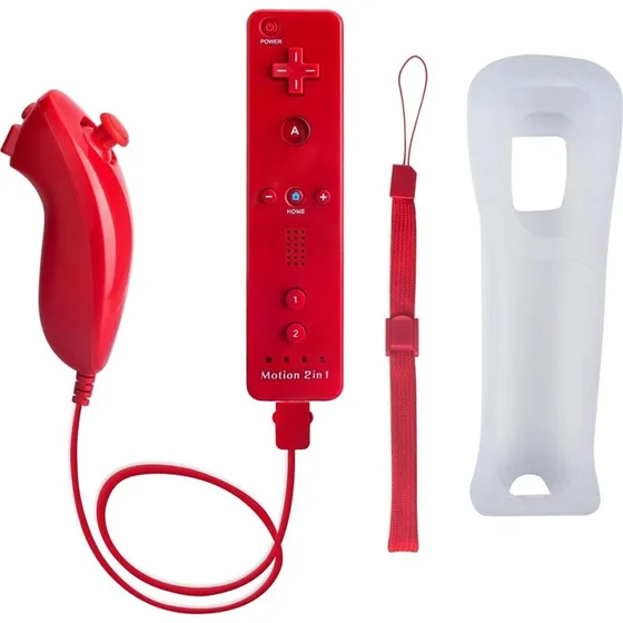 Wii Controller Set med Motion Plus - Rød
