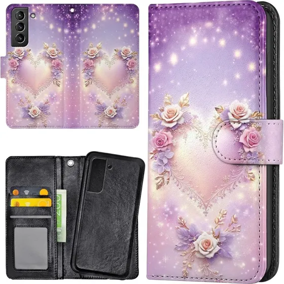 Samsung Galaxy S21 FE 5G Cover Heart - Pungetui med kortholder