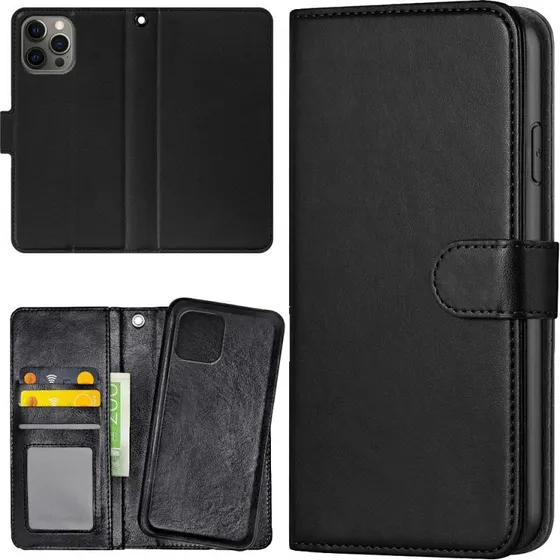 iPhone 14 Pro Mobilcover med Pungetui - Sort