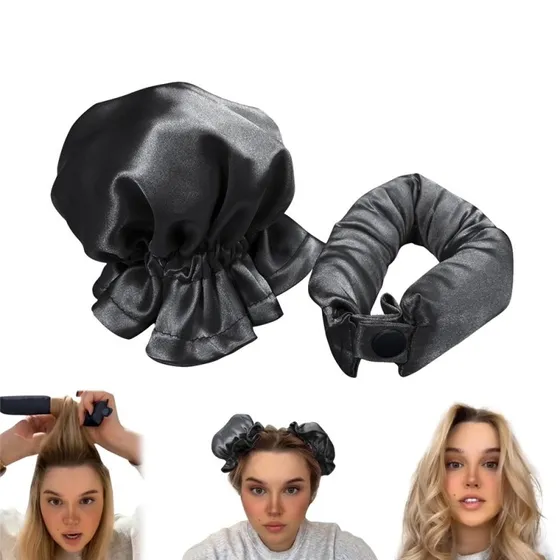 Overnight Hair Curler Bun Maker med hårbeskyttelse - Sort