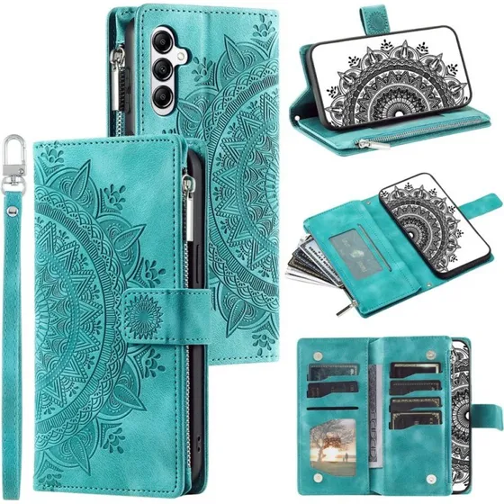 Samsung Galaxy A26 / A16 Pungcover - Mandala Blomstermønster, Grå