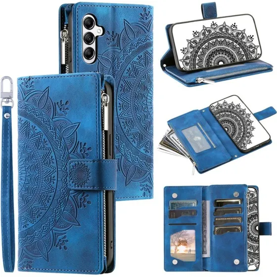 Samsung Galaxy A26/A16 Pungcover med Mandala-mønster, Grå