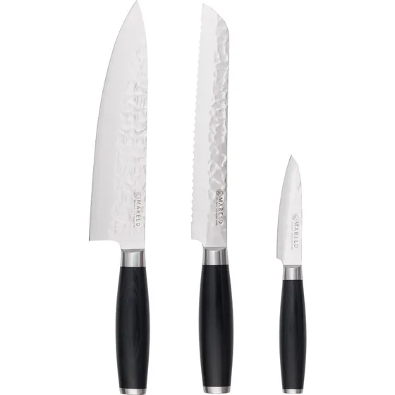 Mareld Hamret Knivsæt 3 dele - Rustfrit stål med pakkatræ