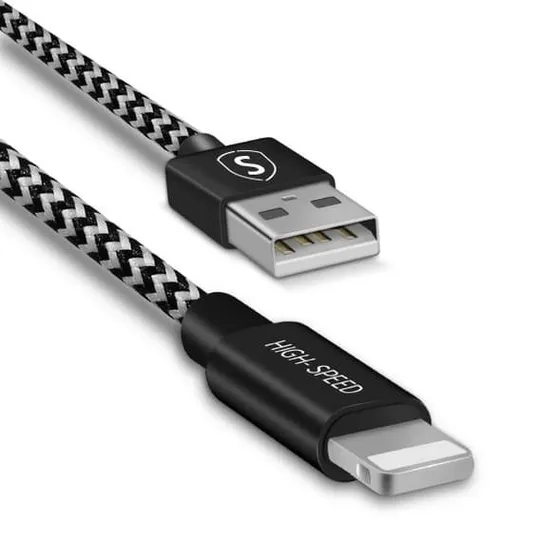 SiGN Skin Lightning Kabel 2.4A, 3m - Sort/Hvid