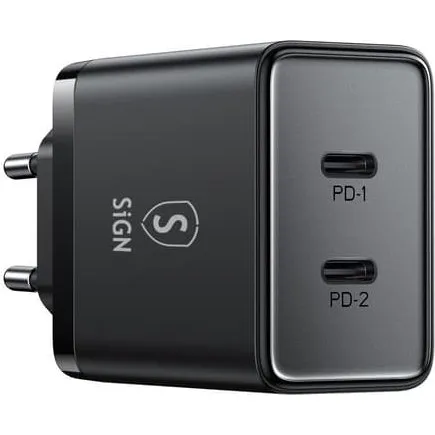 Dual USB-C PD Oplader 40W - Sort