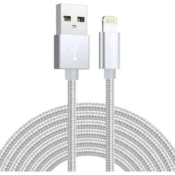 SiGN USB til Lightning Kabel, 3m, Flettet Nylon, Sølv