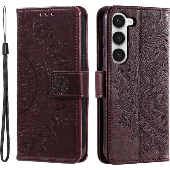 SKALO Samsung S23 Mandala Flip Cover - Brun