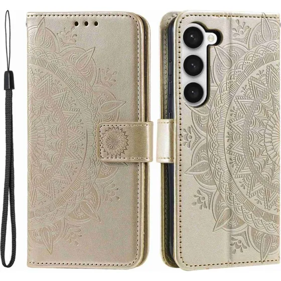 SKALO Samsung S23 Plus Mandala Flip Cover - Guld